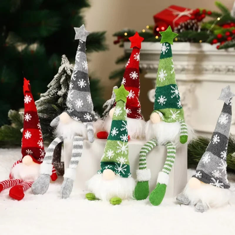 Light Up Christmas Gnome with Knit Snowflake Hat and Plush Faux Fur Beard - Image 7