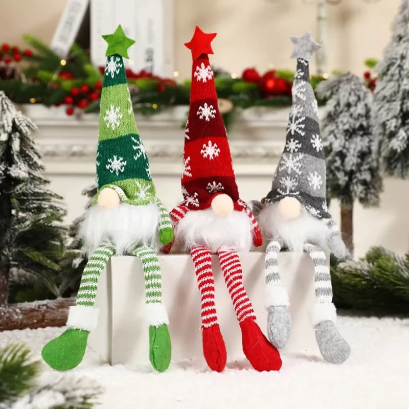 Light Up Christmas Gnome with Knit Snowflake Hat and Plush Faux Fur Beard - Image 8