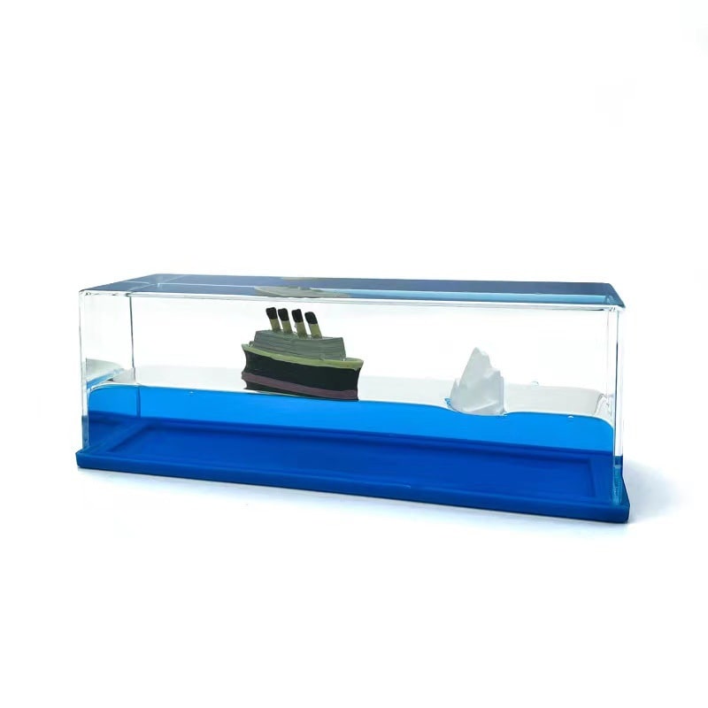 Liquid Motion Desk Toy with Floating Ship and LED Light Base - Image 12