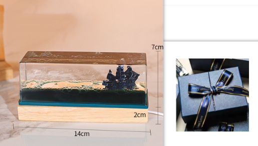 Liquid Motion Desk Toy with Floating Ship and LED Light Base - Image 15