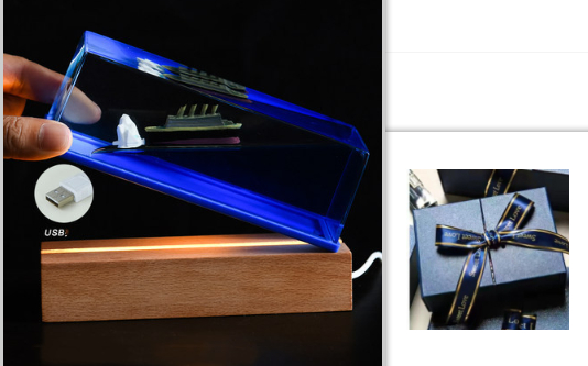 Liquid Motion Desk Toy with Floating Ship and LED Light Base - Image 3