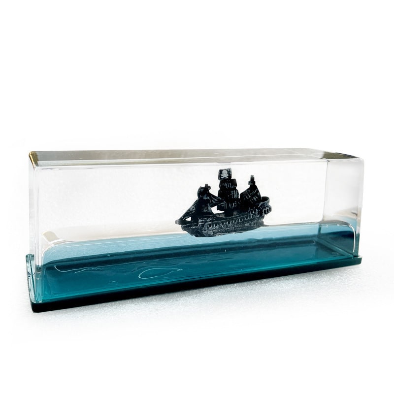 Liquid Motion Desk Toy with Floating Ship and LED Light Base - Image 5