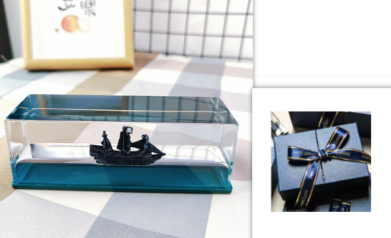 Liquid Motion Desk Toy with Floating Ship and LED Light Base - Image 7