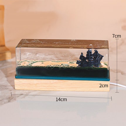Liquid Motion Desk Toy with Floating Ship and LED Light Base - Image 8