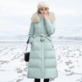 Long Black Puffer Coat with Faux Fur Hood and Quilted Design - Image 11
