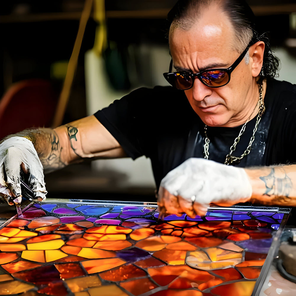 Artystyczna kot szklana lampka stołowa