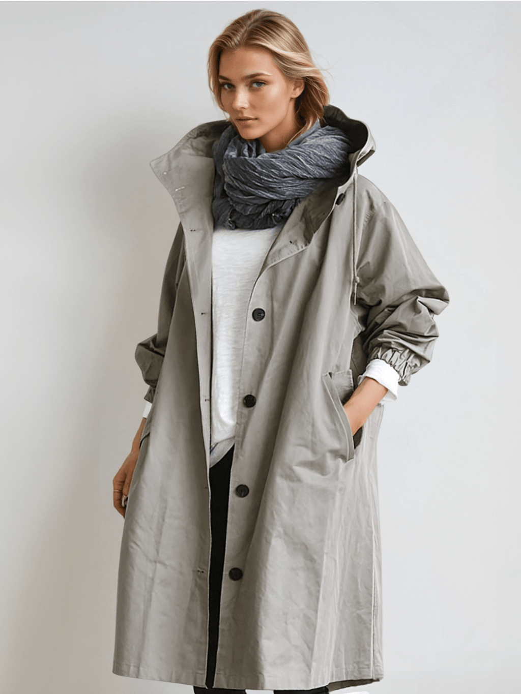 Damen Klassischer Trenchcoat mit Gürtel für Übergangsjahreszeiten