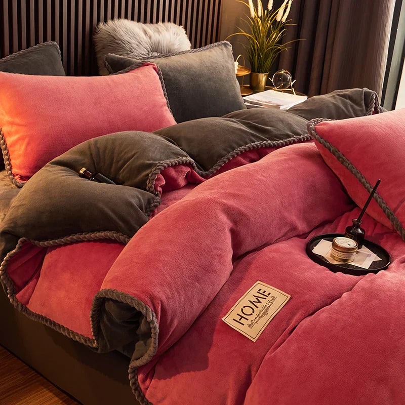 Luksusowa aksamitna pościel zimowa zestaw