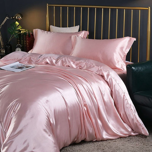 Luxuriöses, weiches und elegantes vierteiliges Satin-Bettwäsche-Set