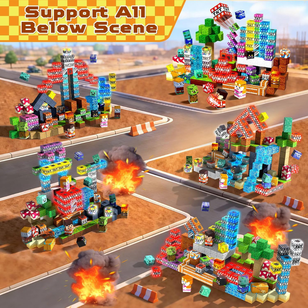 Magnetic Building Blocks with Light Up Cubes and Pixelated Textures - Image 10