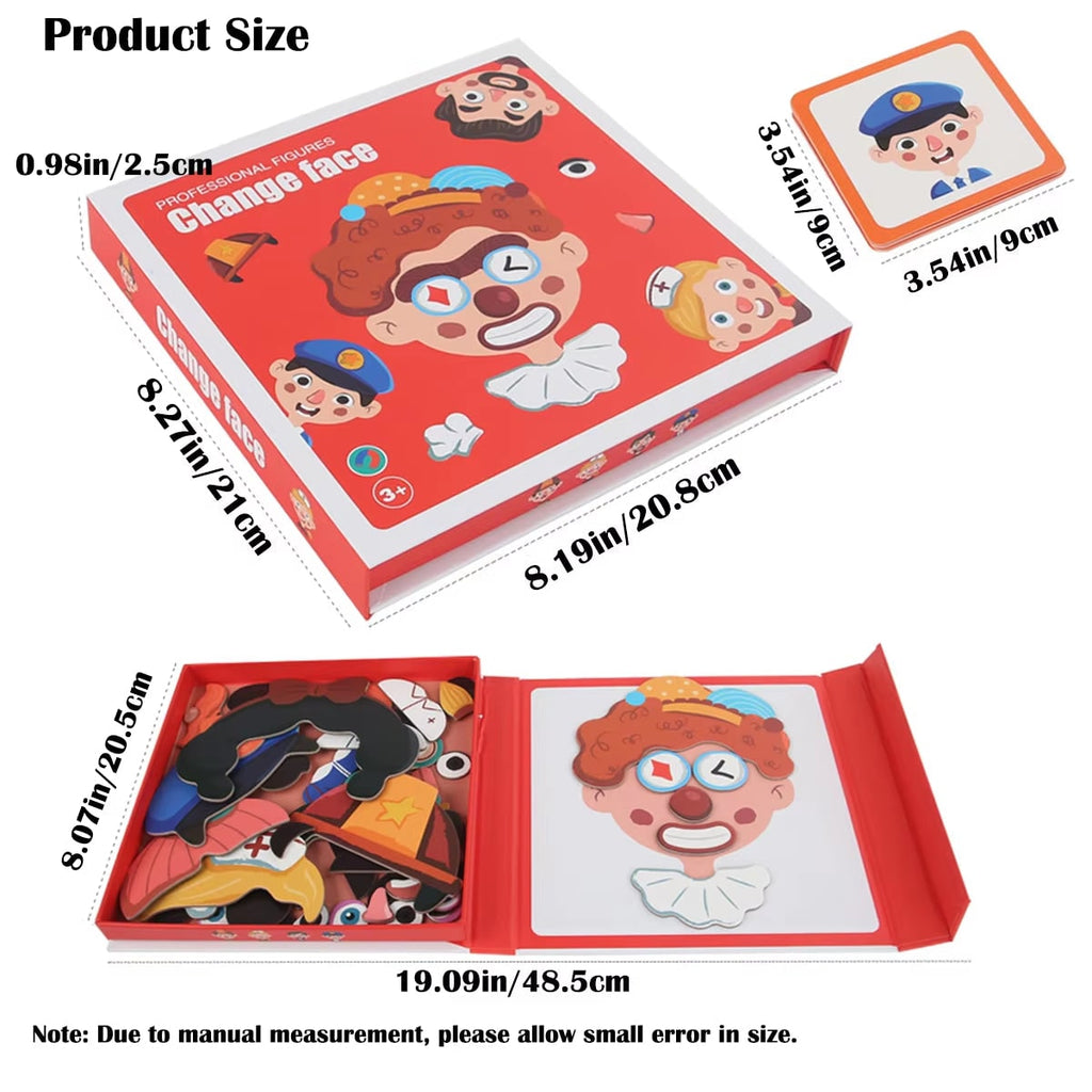 Magnetic Face Puzzle Book with Colorful Pieces and Reference Cards for Kids - Image 3