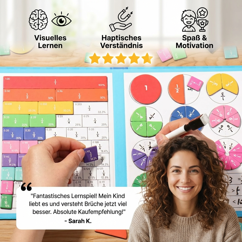 Magnetic Fraction Tiles and Circles with Dry-Erase Activity Book for Math Learning - Image 2