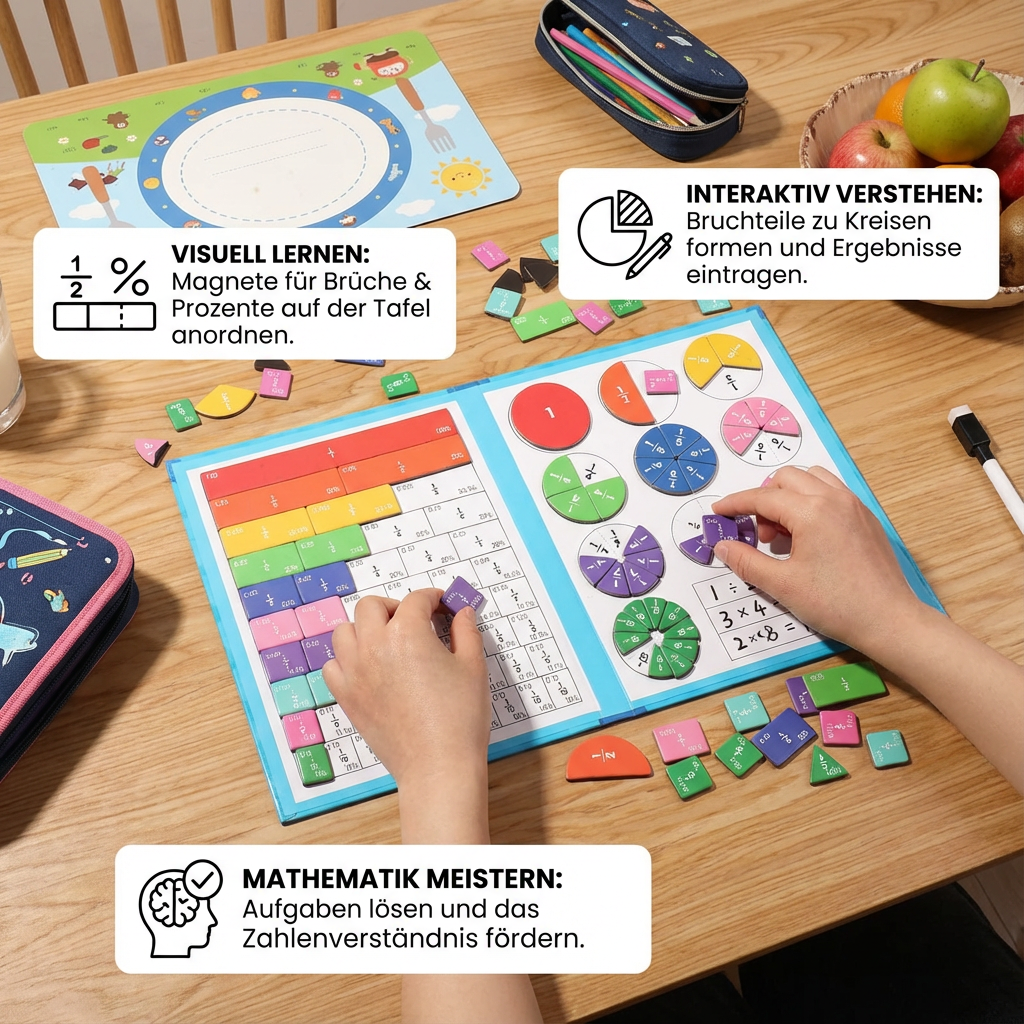 Magnetic Fraction Tiles and Circles with Dry-Erase Activity Book for Math Learning - Image 3
