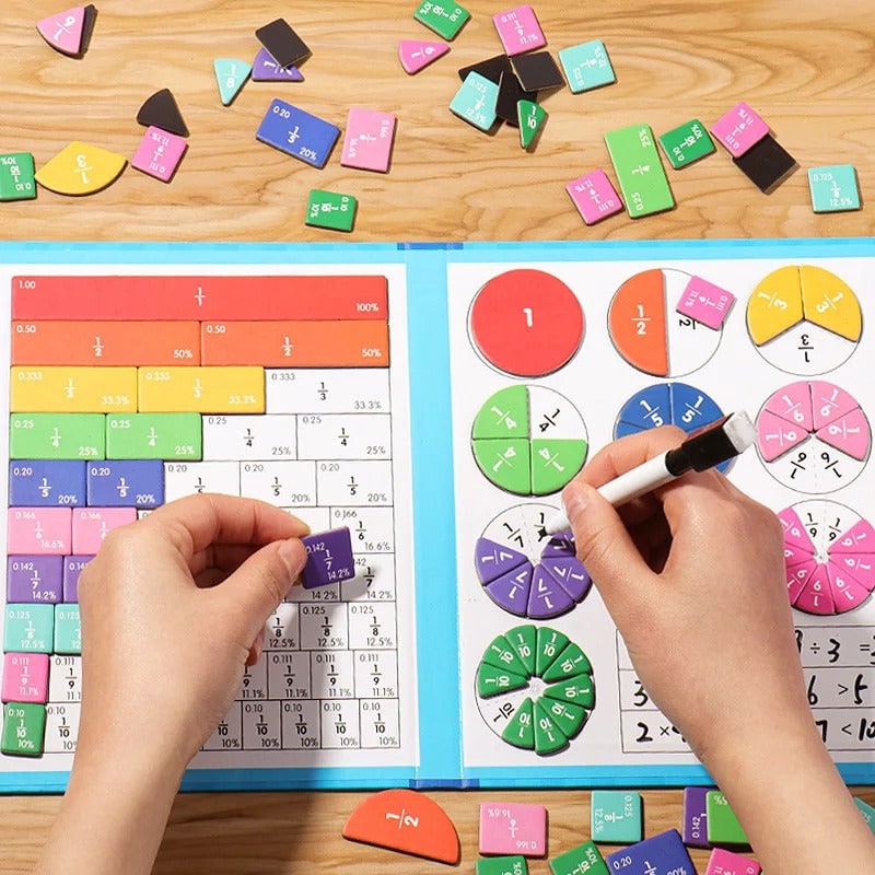 Magnetic Fraction Tiles and Circles with Dry-Erase Activity Book for Math Learning - Image 4