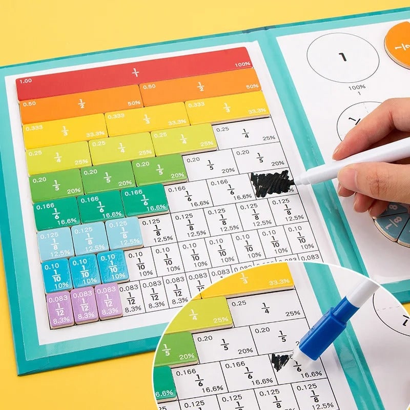 Magnetic Fraction Tiles and Circles with Dry-Erase Activity Book for Math Learning - Image 5