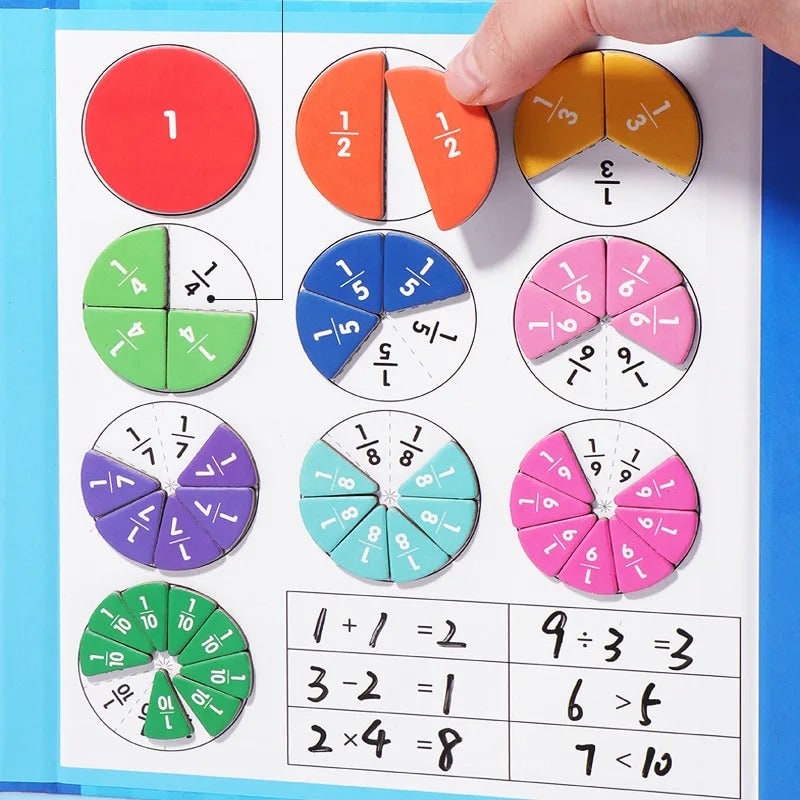Magnetic Fraction Tiles and Circles with Dry-Erase Activity Book for Math Learning - Image 9