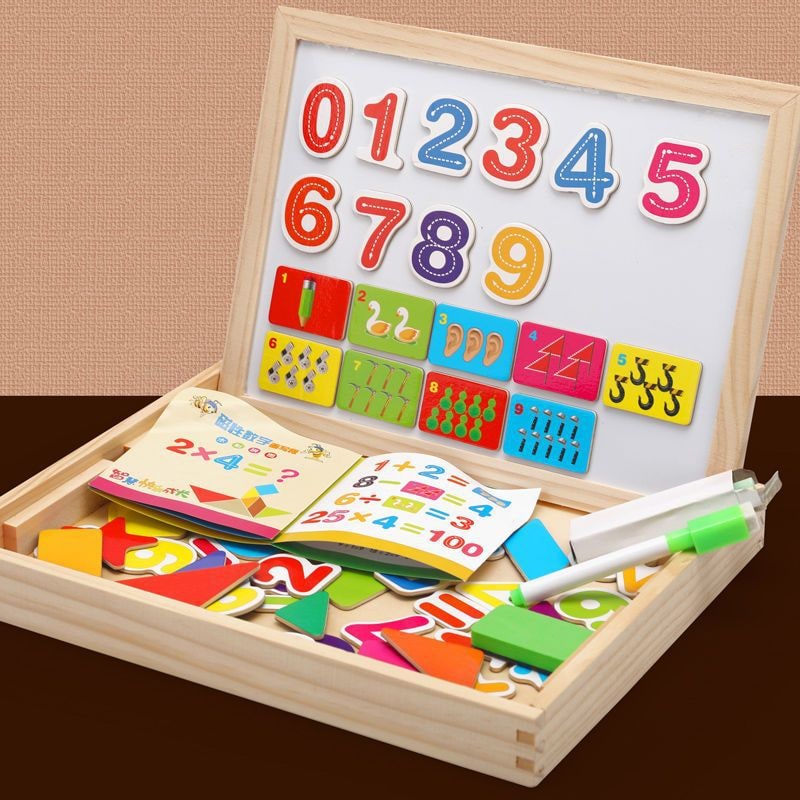 Magnetic Puzzle Board with Double-Sided Chalkboard and Whiteboard - Image 3