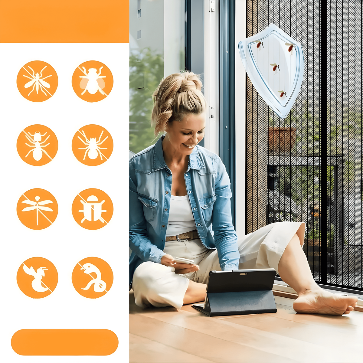 Magnetic Screen Door with Self-Closing Mesh and Reinforced Border for Hands-Free Entry - Image 10