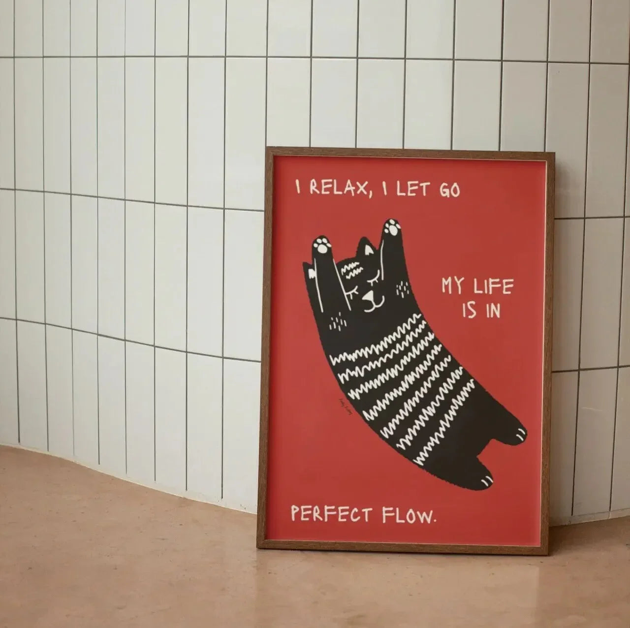 Trendy Cute Black Cat Wall Art