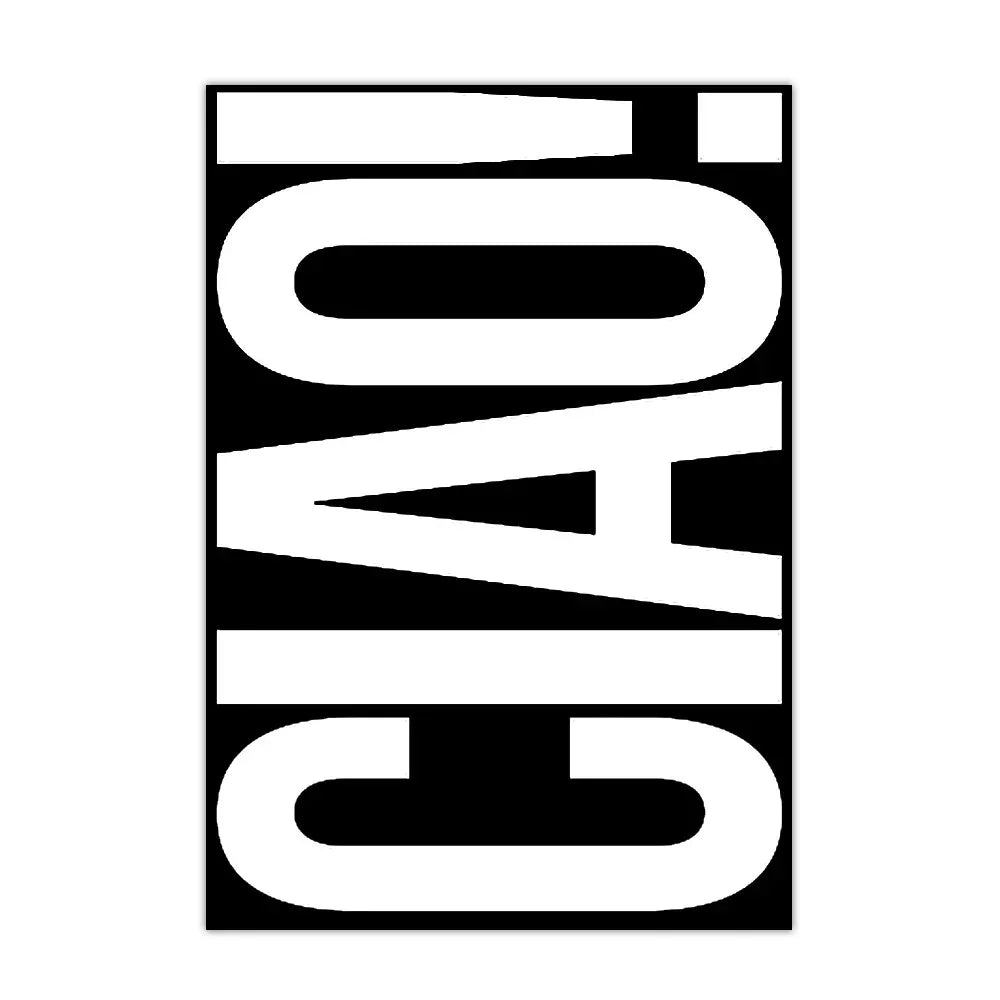 Decoración tipográfica elegante de pared con «Ciao»