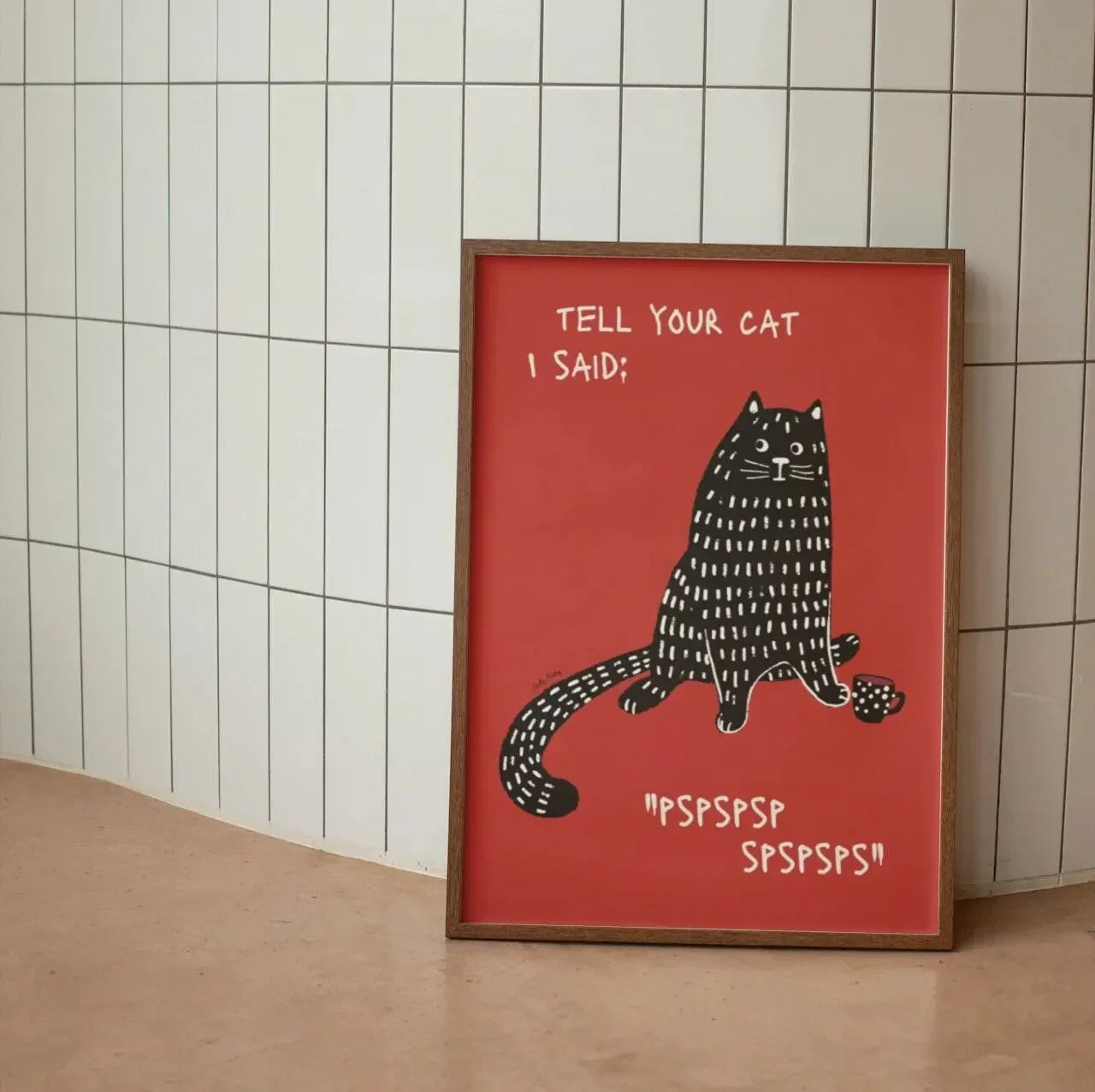 Trendy Cute Black Cat Wall Art