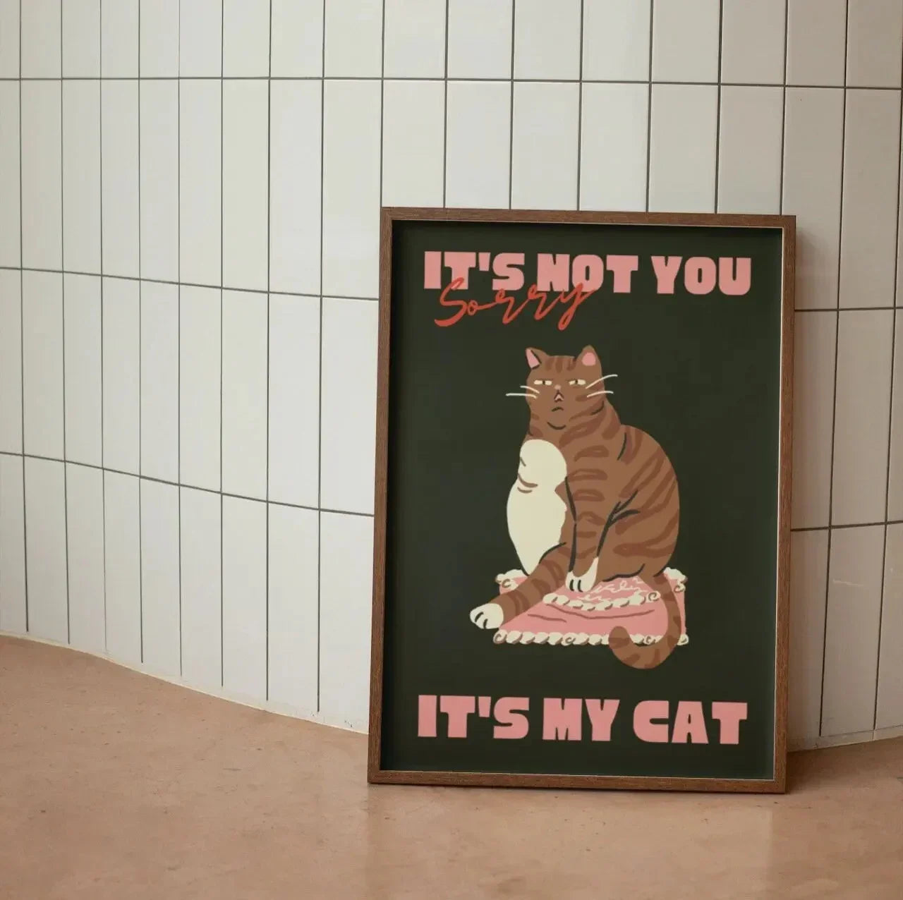 Trendy Cute Black Cat Wall Art