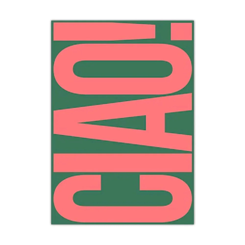 Decoración tipográfica elegante de pared con «Ciao»