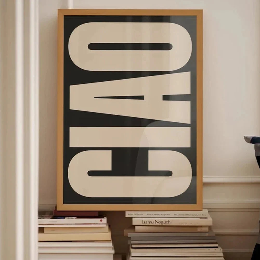 Stylowy obraz na ścianę Ciao typografia dekor