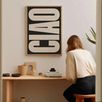 Stylowy obraz na ścianę Ciao typografia dekor