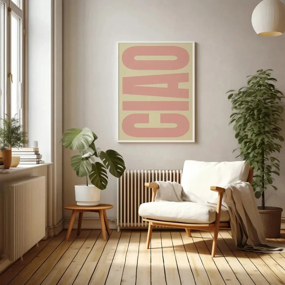 Stylowy obraz na ścianę Ciao typografia dekor