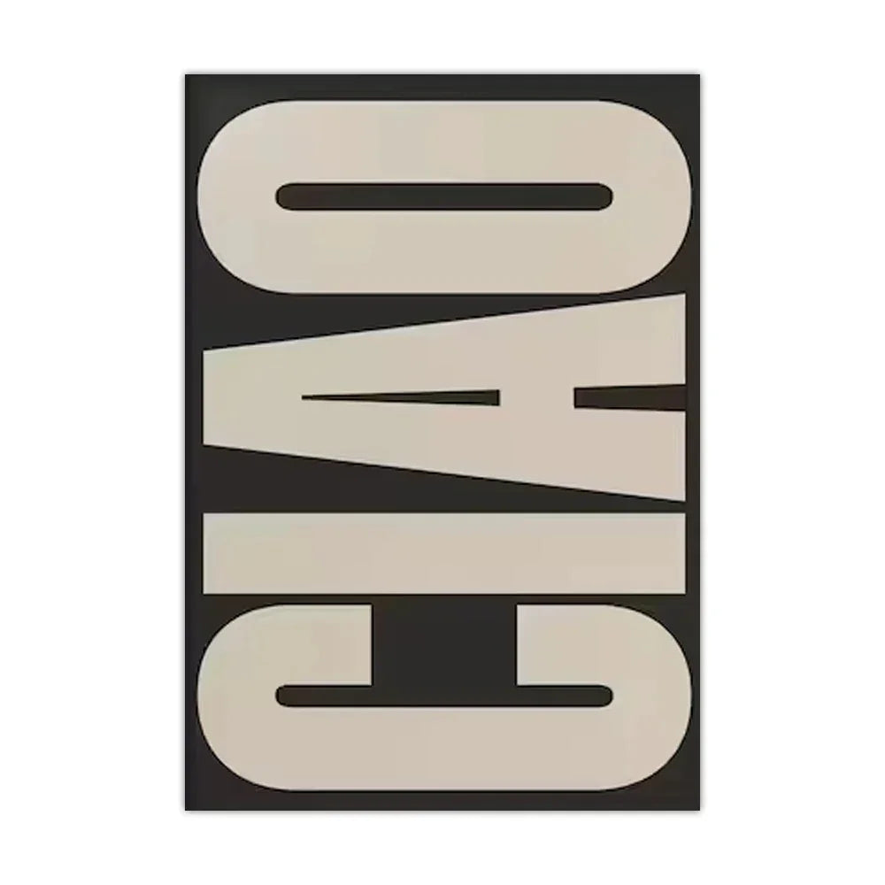 Decoración tipográfica elegante de pared con «Ciao»