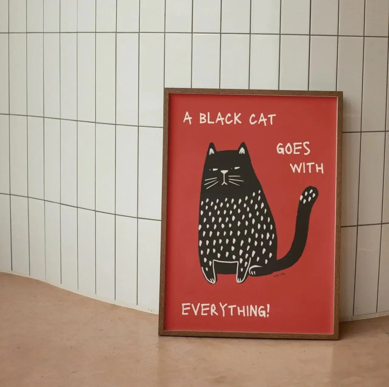 Trendy Cute Black Cat Wall Art