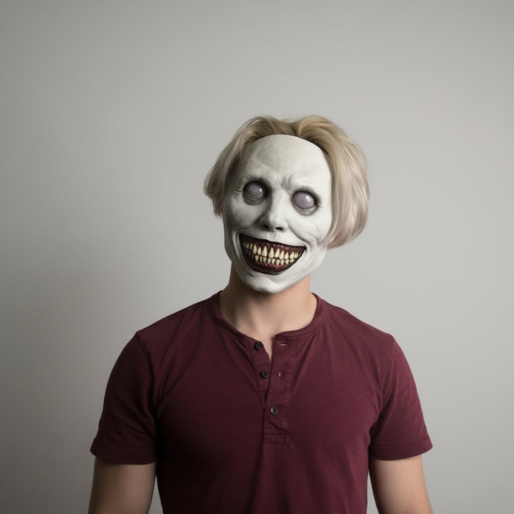 Maska na Halloween Demon Przerażający Uśmiech Lateksowa Pełnotwarzowa z Elastycznym Paskiem - Image 4