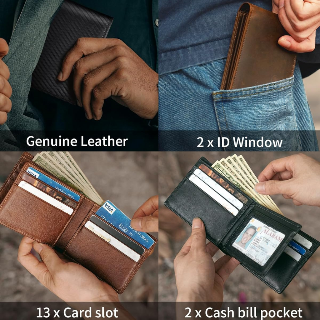 Stylowy składany portfel skórzany z ochroną RFID