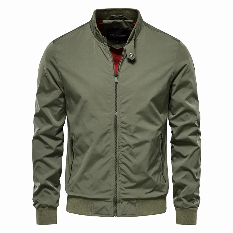 Men's Bomber Jacket with Stand Collar and Zip Pockets - Image 5