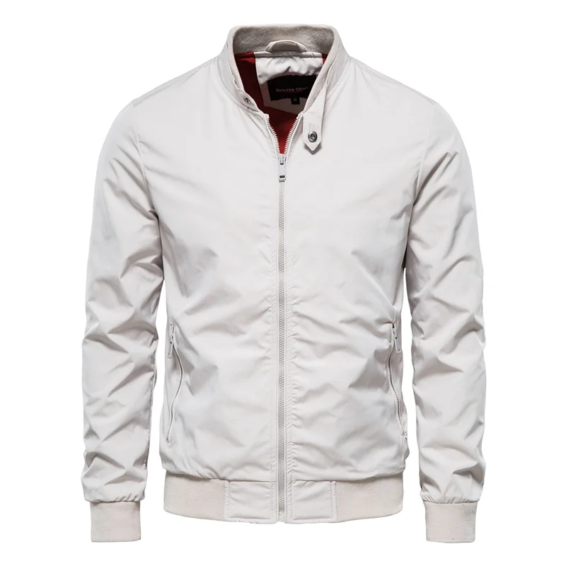 Men's Bomber Jacket with Stand Collar and Zip Pockets - Image 7