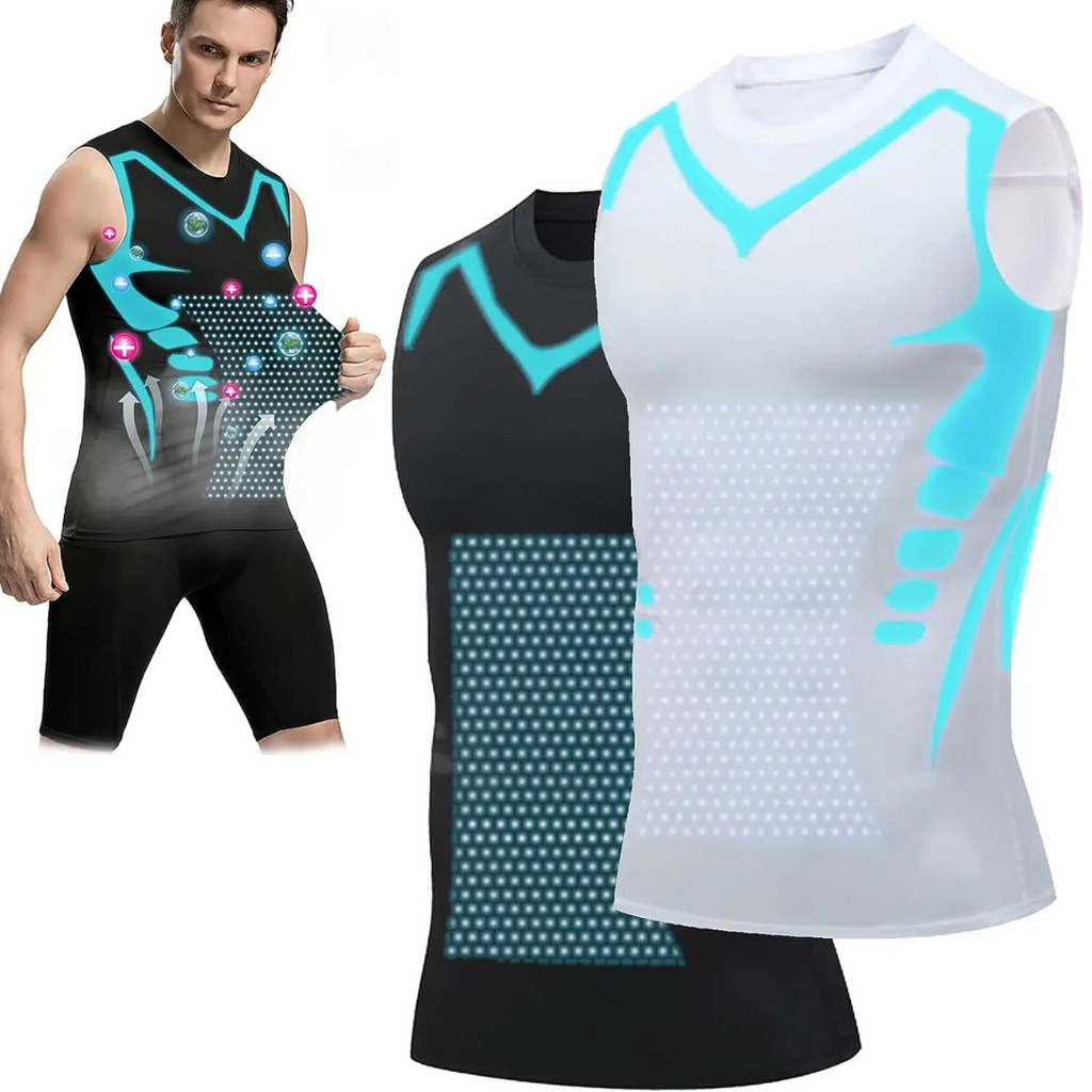 Men's Compression Tank Top Undershirt with Knit and Chest Support - Image 1