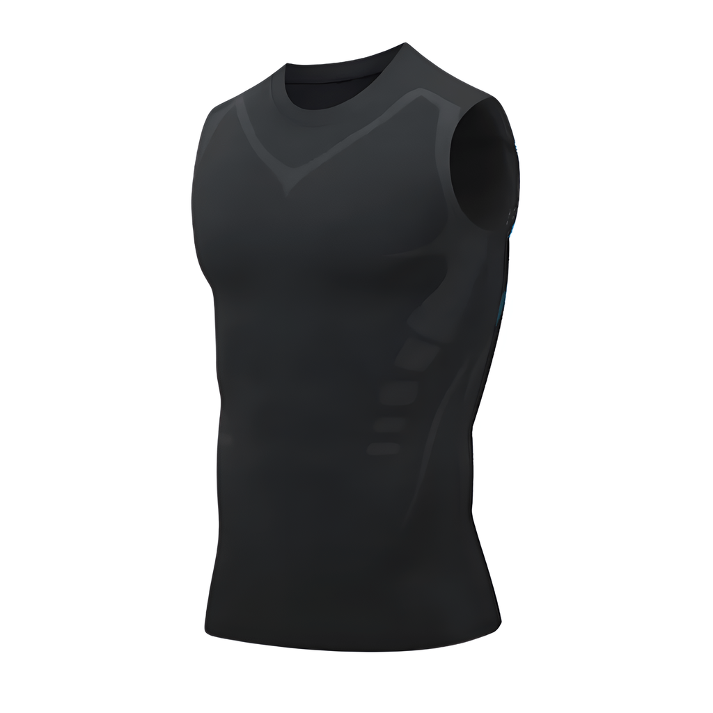 Men's Compression Tank Top Undershirt with Knit and Chest Support - Image 2