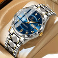 Men's Dress Watch with Day Date Window Faceted Bezel and Metal Bracelet - Image 6