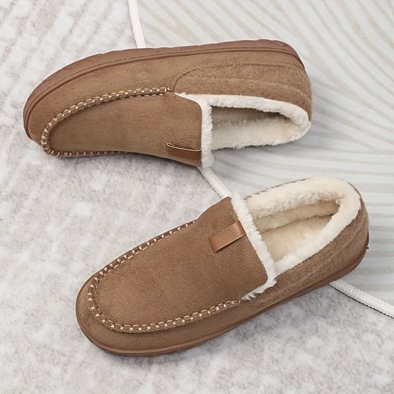 Men's Moccasin Slippers with Fleece Lining and Rubber Sole for Indoor Warmth - Image 11