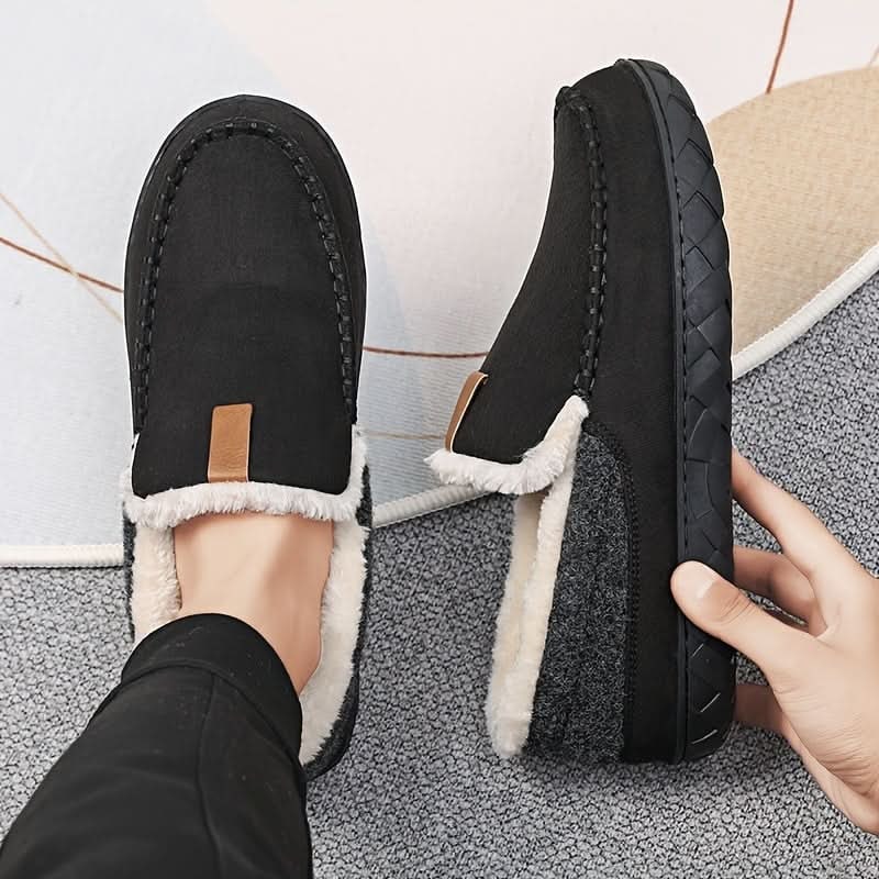 Men's Moccasin Slippers with Fleece Lining and Rubber Sole for Indoor Warmth - Image 5
