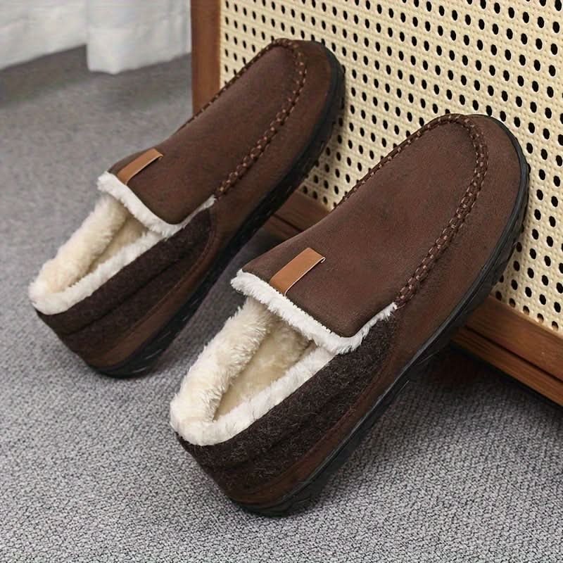Men's Moccasin Slippers with Fleece Lining and Rubber Sole for Indoor Warmth - Image 7