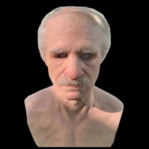 Men's Old Man Mask with Realistic Silicone Chest Bib and Detailed Facial Features - Image 11