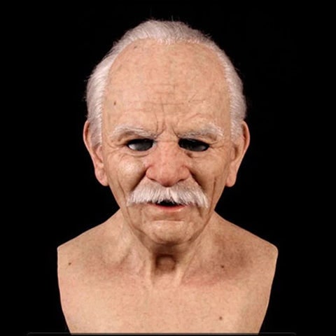 Men's Old Man Mask with Realistic Silicone Chest Bib and Detailed Facial Features - Image 12