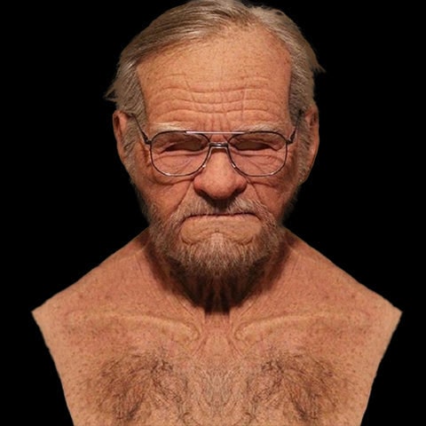 Men's Old Man Mask with Realistic Silicone Chest Bib and Detailed Facial Features - Image 17