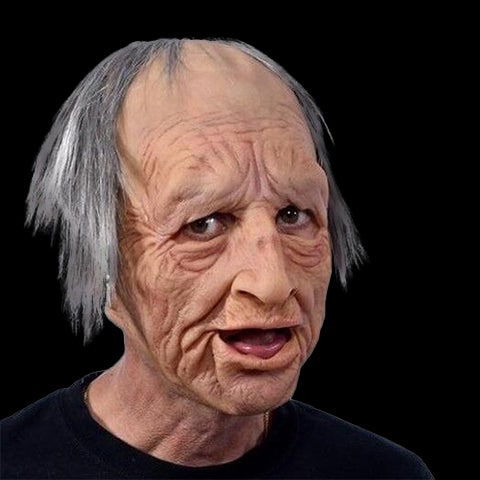 Men's Old Man Mask with Realistic Silicone Chest Bib and Detailed Facial Features - Image 19
