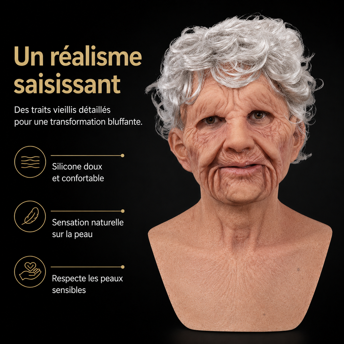 Men's Old Man Mask with Realistic Silicone Chest Bib and Detailed Facial Features - Image 6