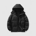 Men's Puffer Jacket with Detachable Hood and Quilted Padding - Image 1