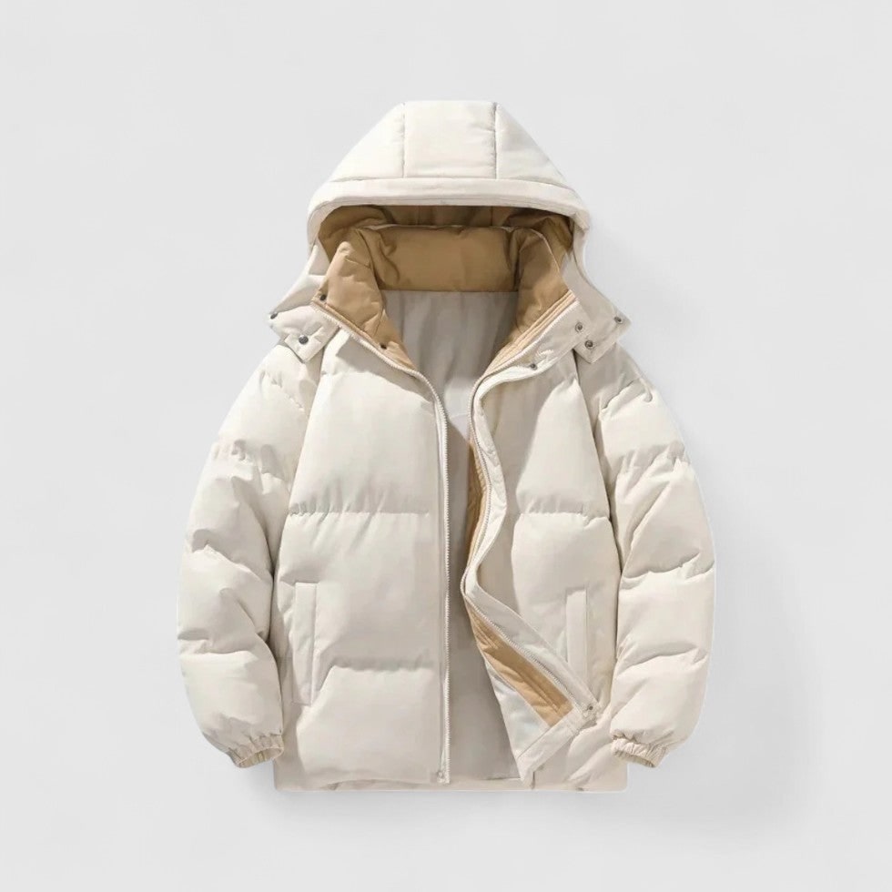 Men's Puffer Jacket with Detachable Hood and Quilted Padding - Image 3