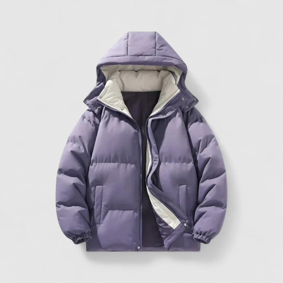 Men's Puffer Jacket with Detachable Hood and Quilted Padding - Image 4